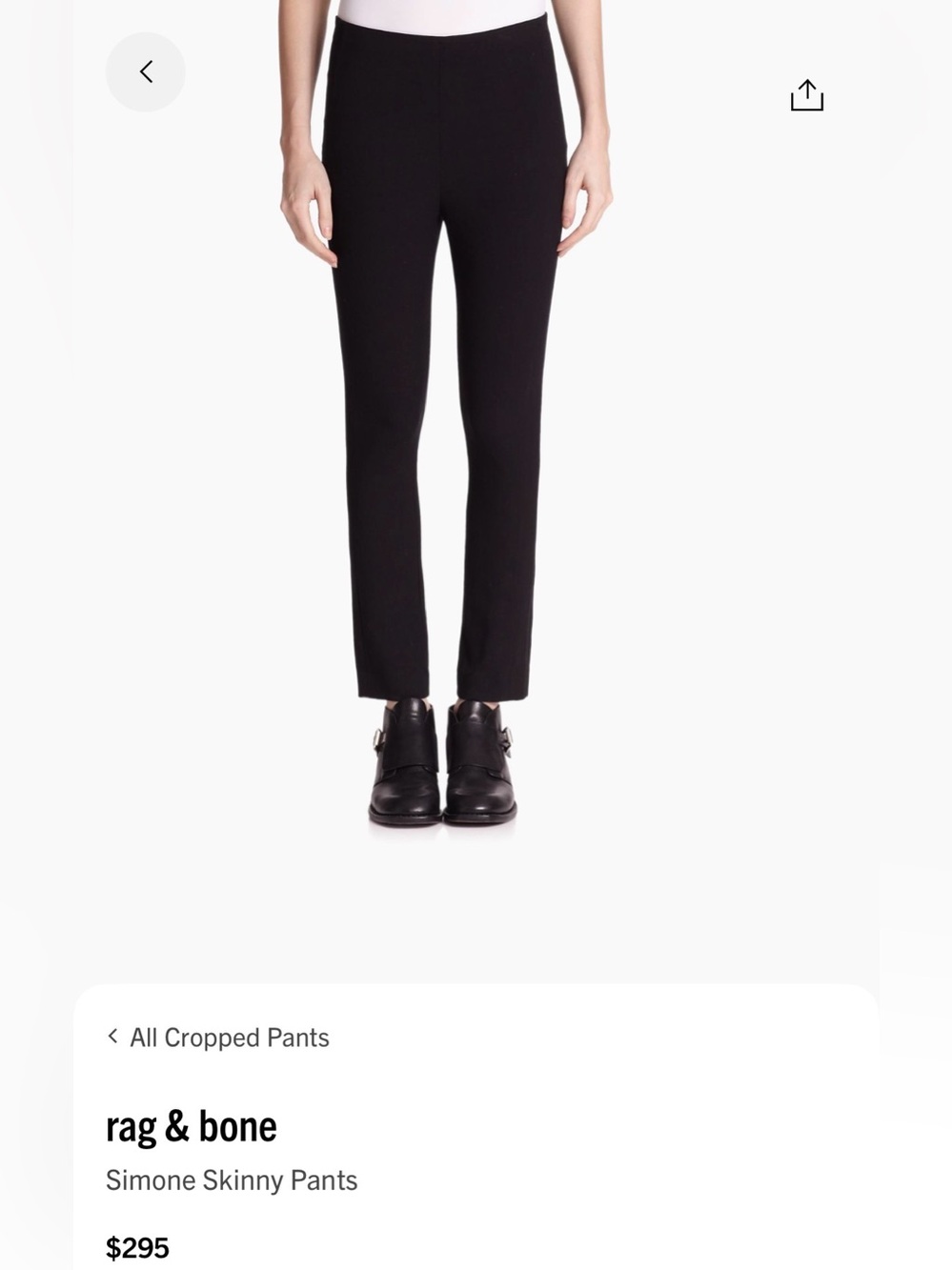 NWT rag & bone Simone Black Skinny Pants Tailored Cropped Trousers